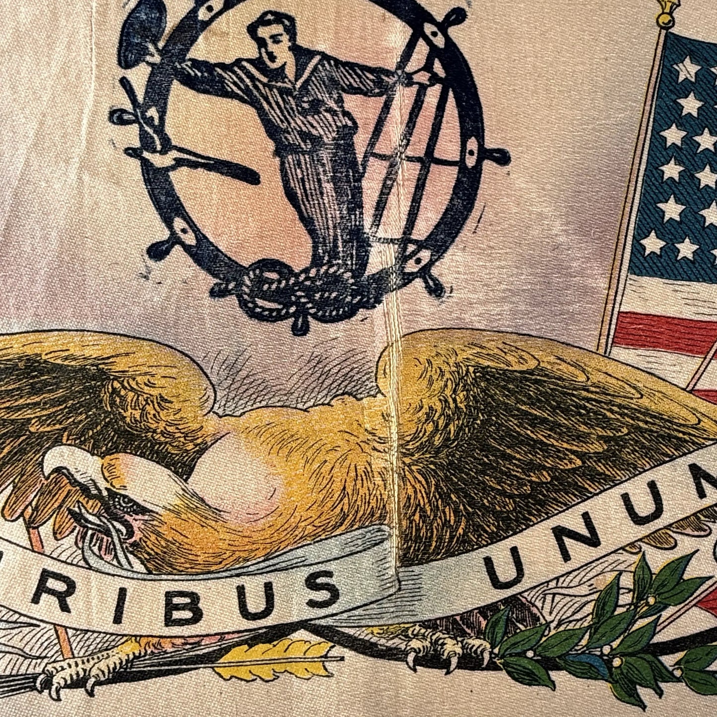 Matted Silk Panel featuring USRC Winona and flags of the nations of the world