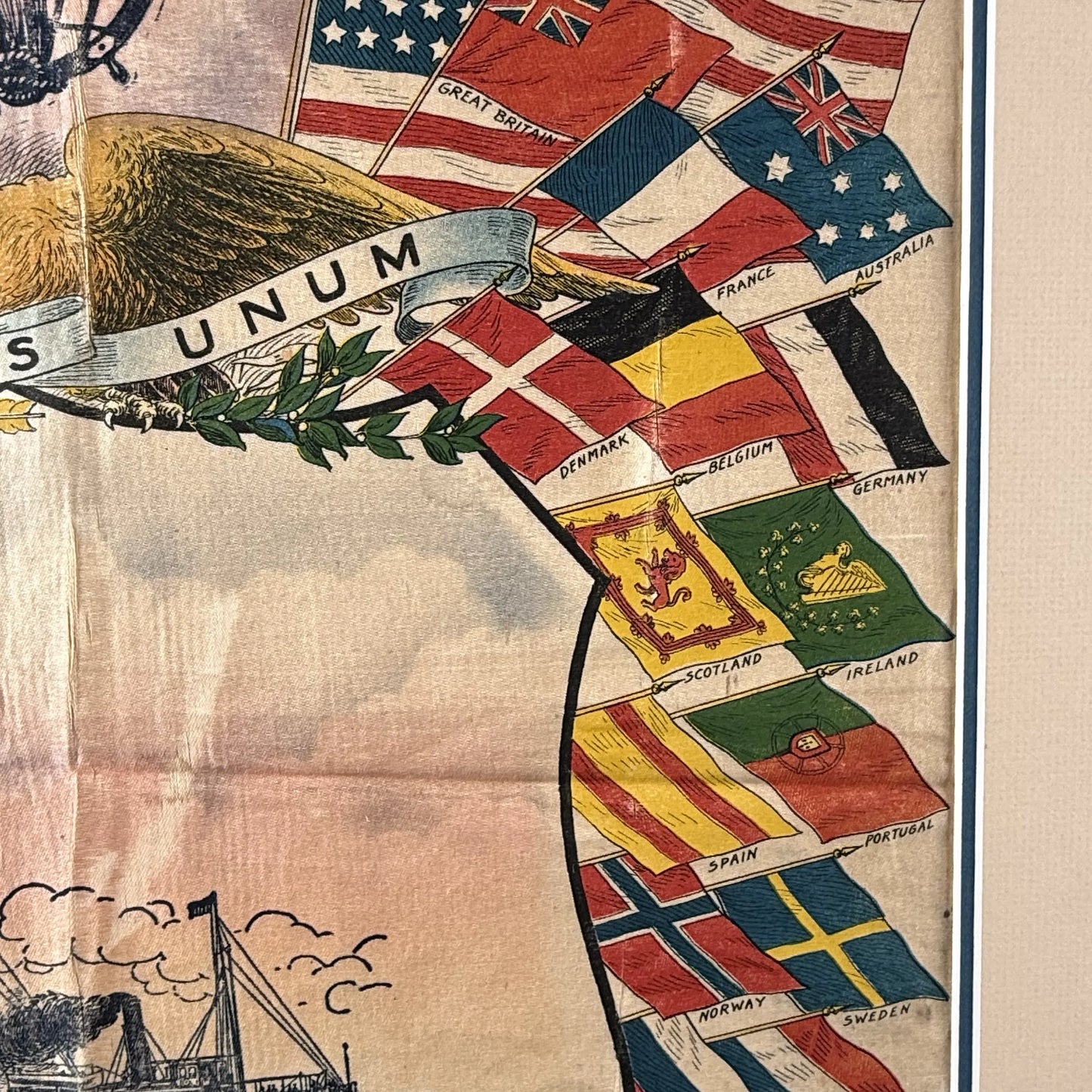 Matted Silk Panel featuring USRC Winona and flags of the nations of the world