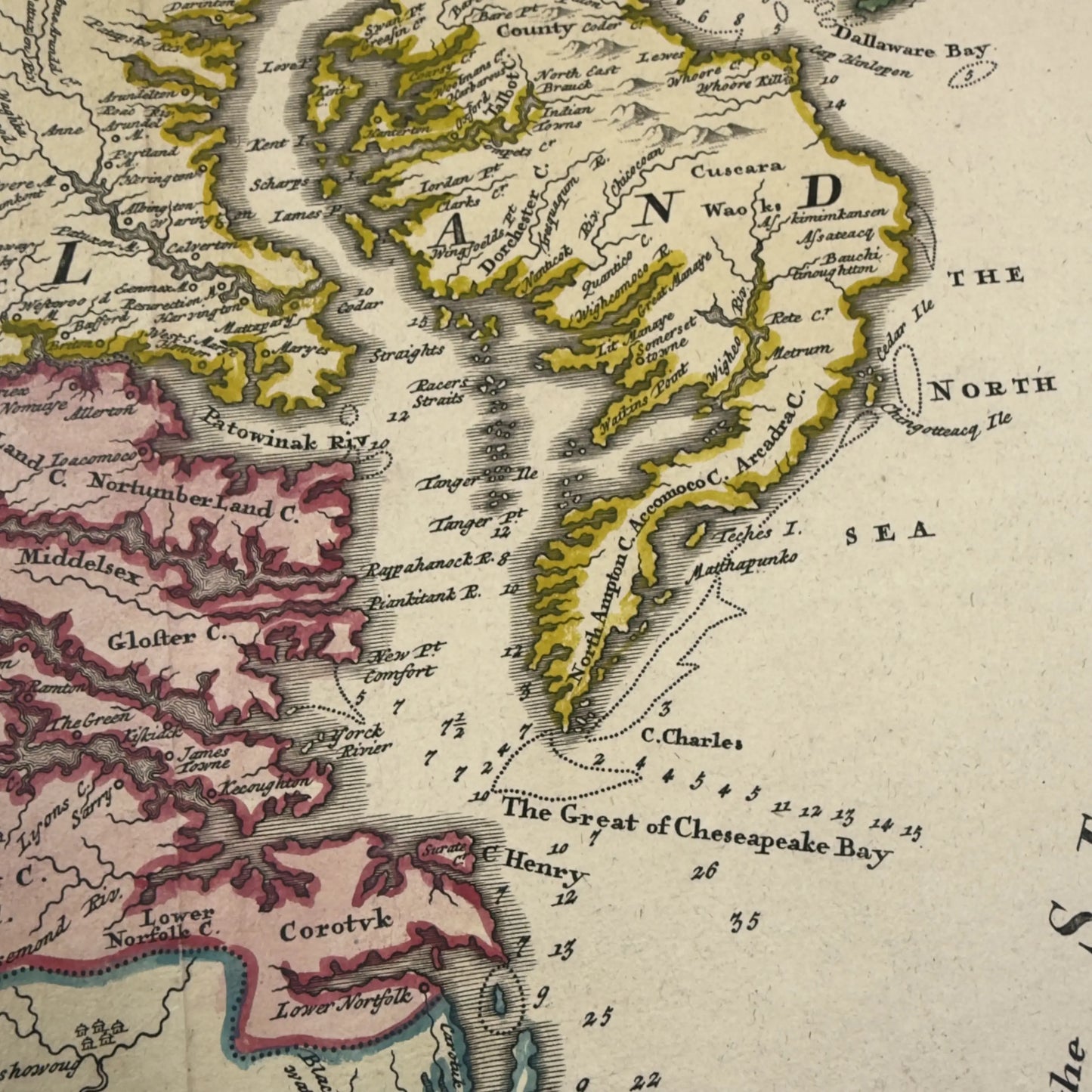 1730's map of Virginia by Johann Baptist Homann