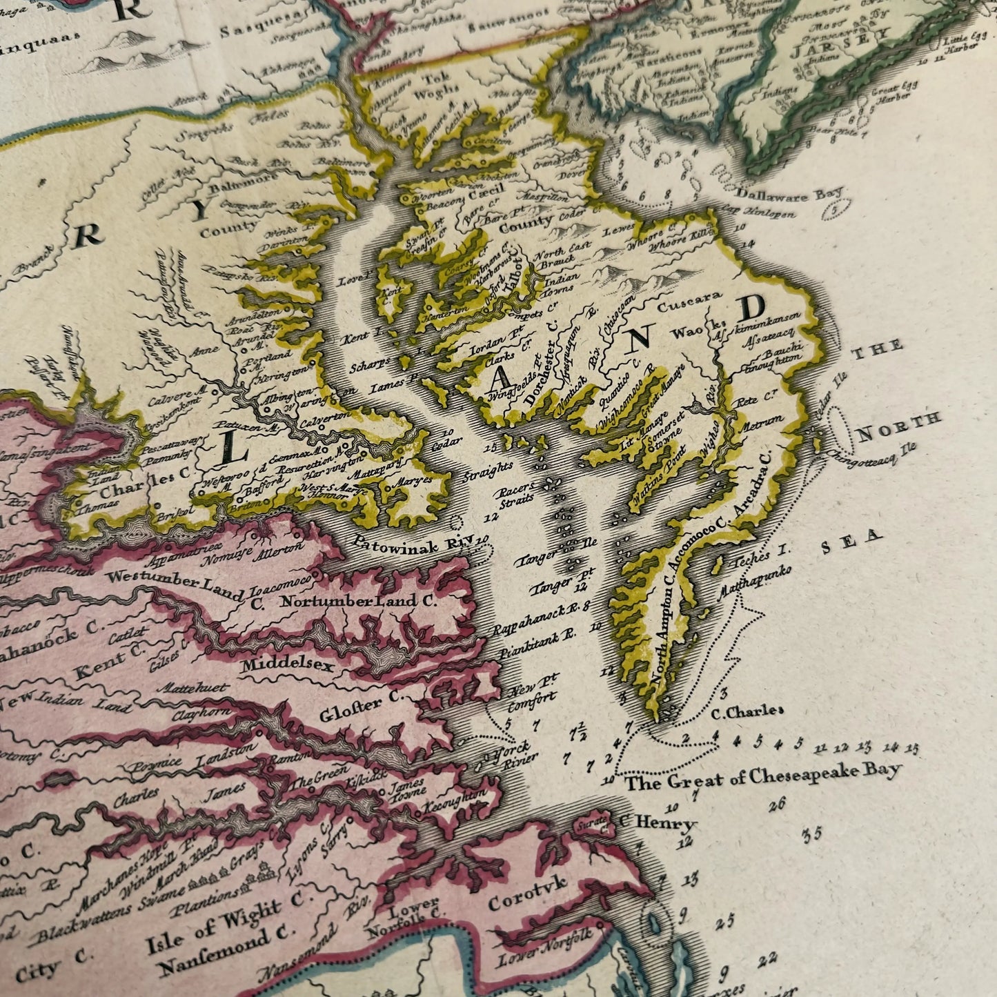 1730's map of Virginia by Johann Baptist Homann