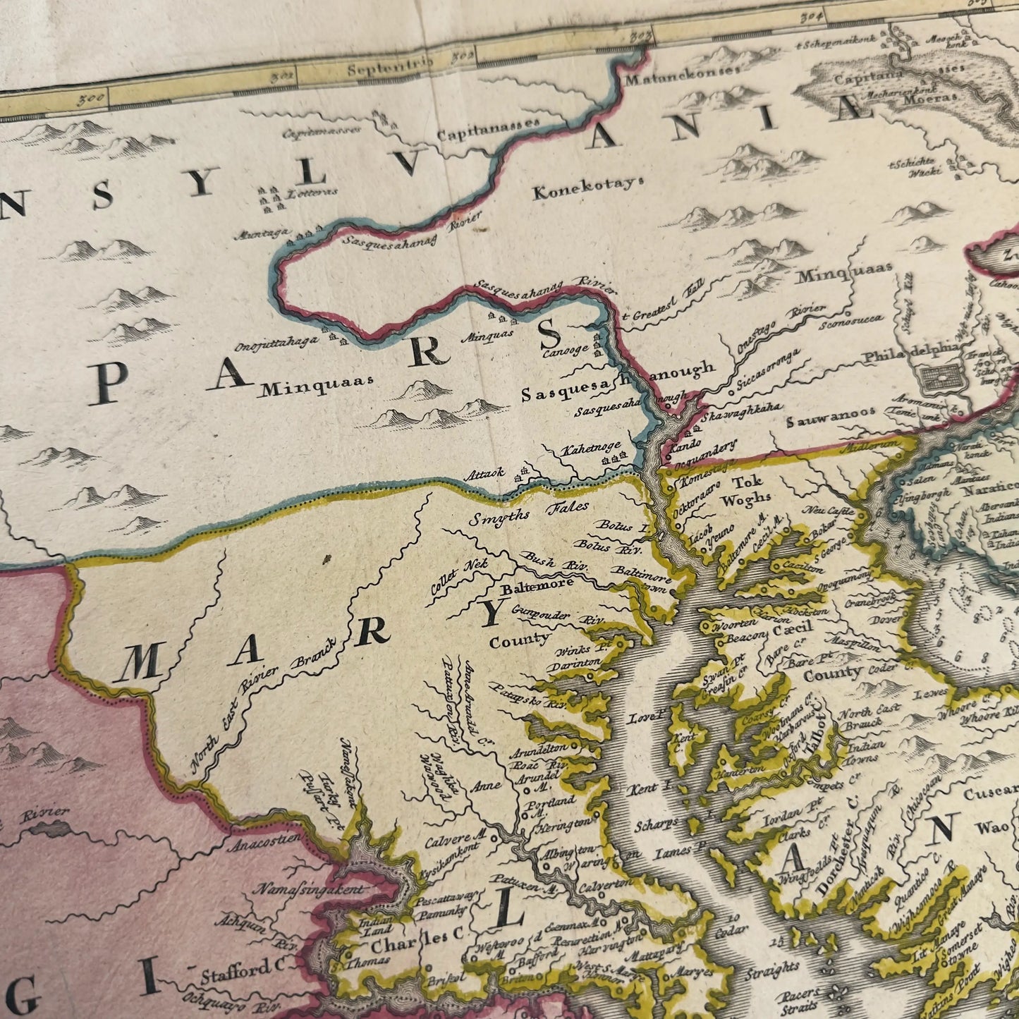 1730's map of Virginia by Johann Baptist Homann