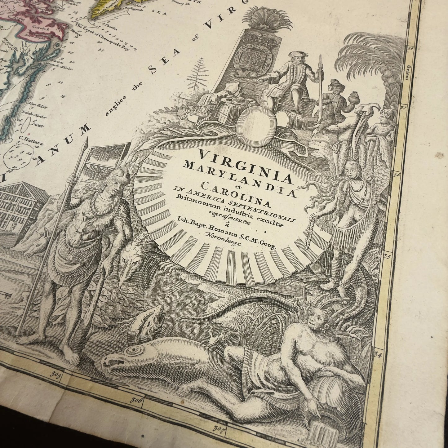 1730's map of Virginia by Johann Baptist Homann