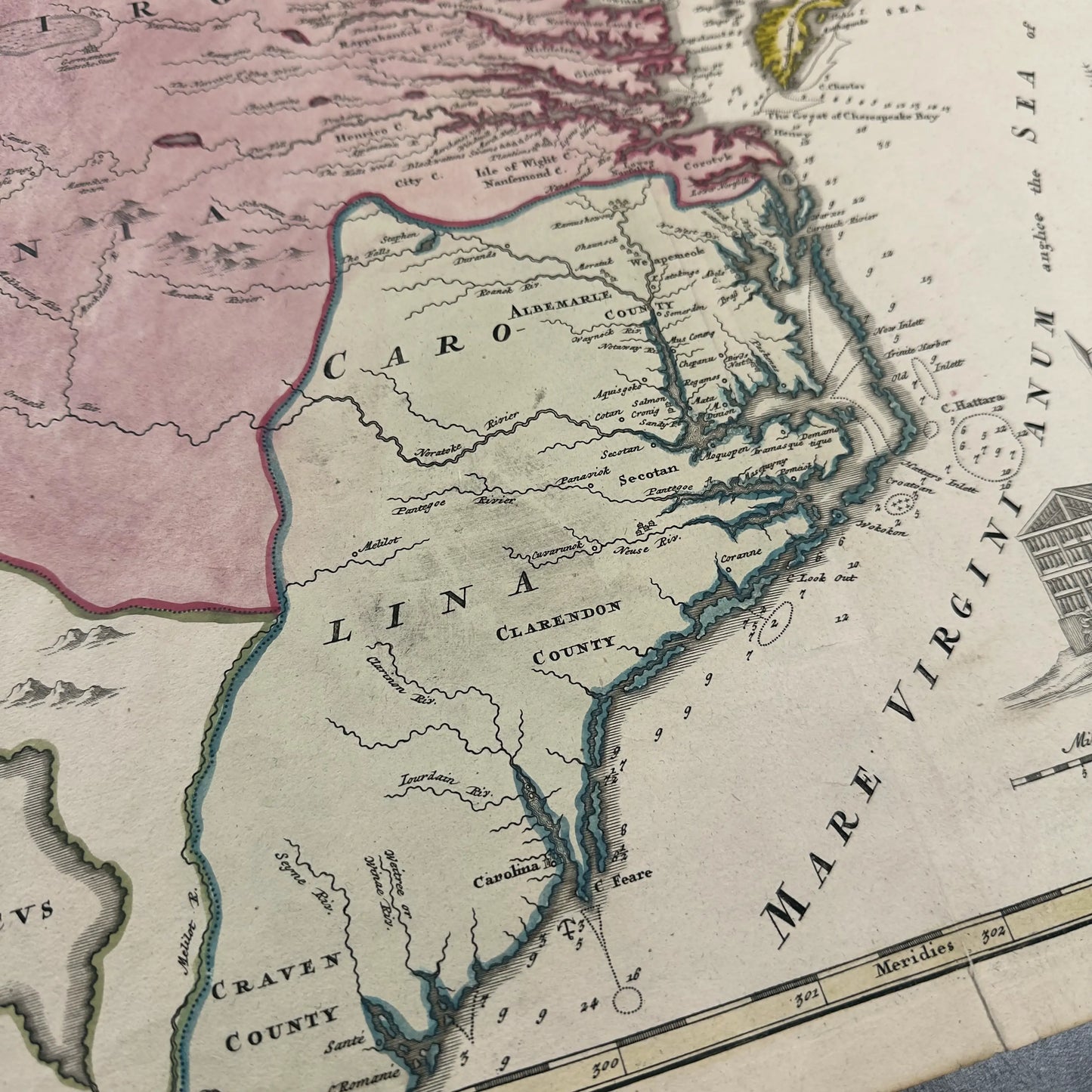 1730's map of Virginia by Johann Baptist Homann