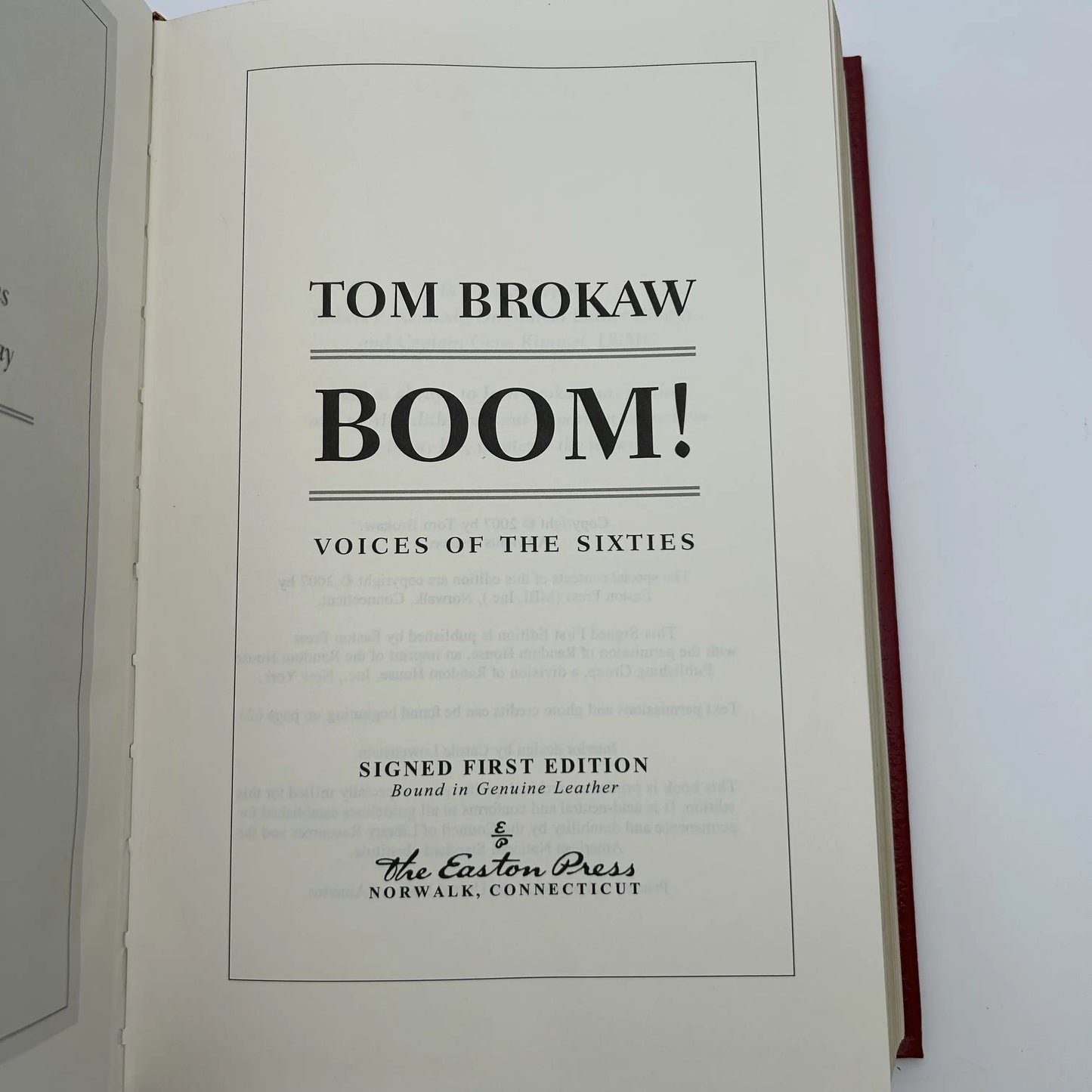 "Boom! Voices of the Sixties" Signed by Tom Brokaw - Leather-bound, gilt-edged Easton Press edition