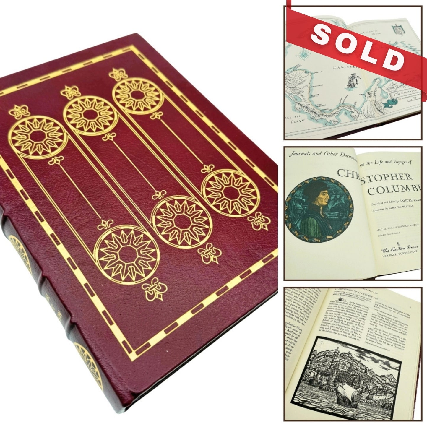 "Journal and Other Documents of The Life and Voyages of Christopher Columbus" Special 500th Anniversary edition — Leather-bound, gilt-edged Easton Press edition