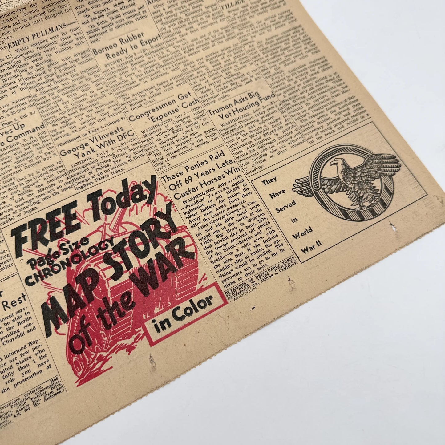 Front pages on the War with Japan: Declared, Bombed, Plea, Peace