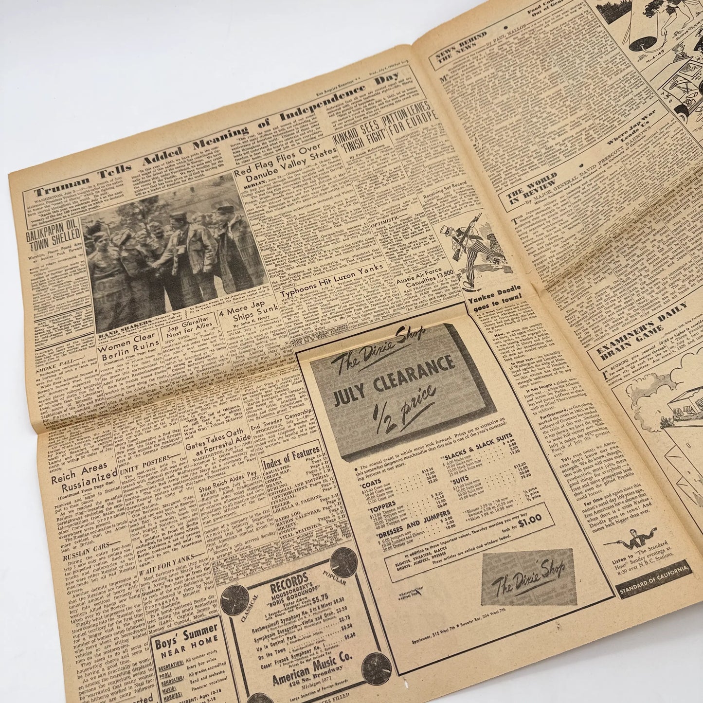 Front pages on the War with Japan: Declared, Bombed, Plea, Peace