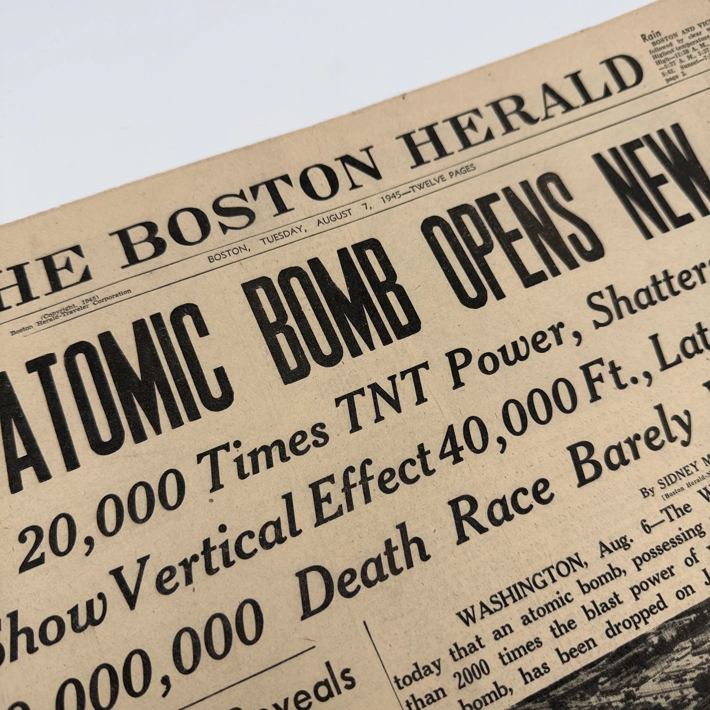 Front pages on the War with Japan: Declared, Bombed, Plea, Peace