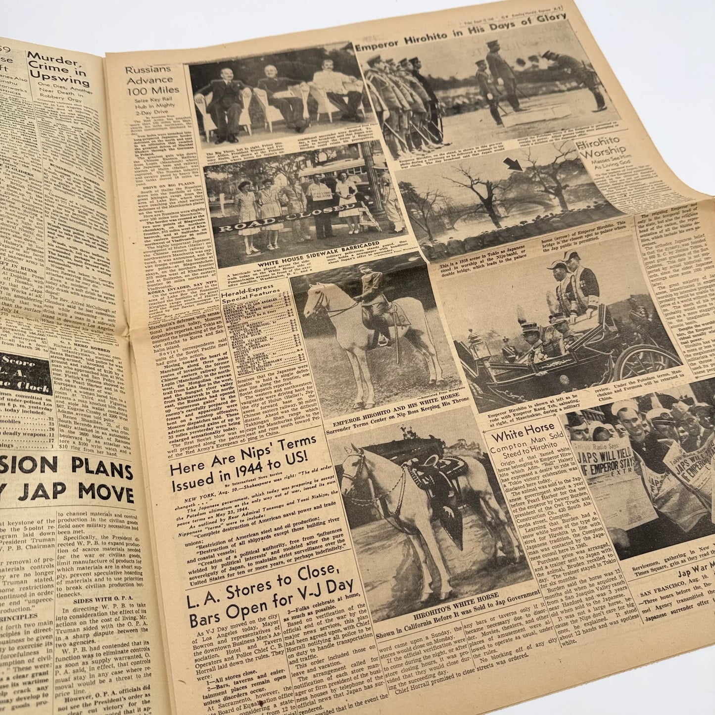 Front pages on the War with Japan: Declared, Bombed, Plea, Peace