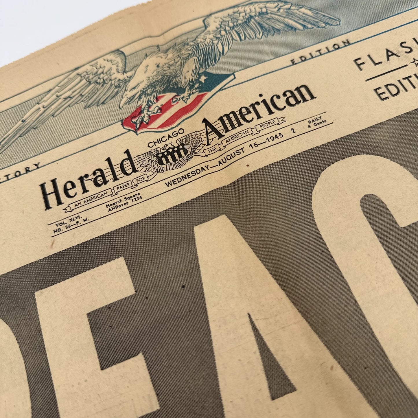 Front pages on the War with Japan: Declared, Bombed, Plea, Peace