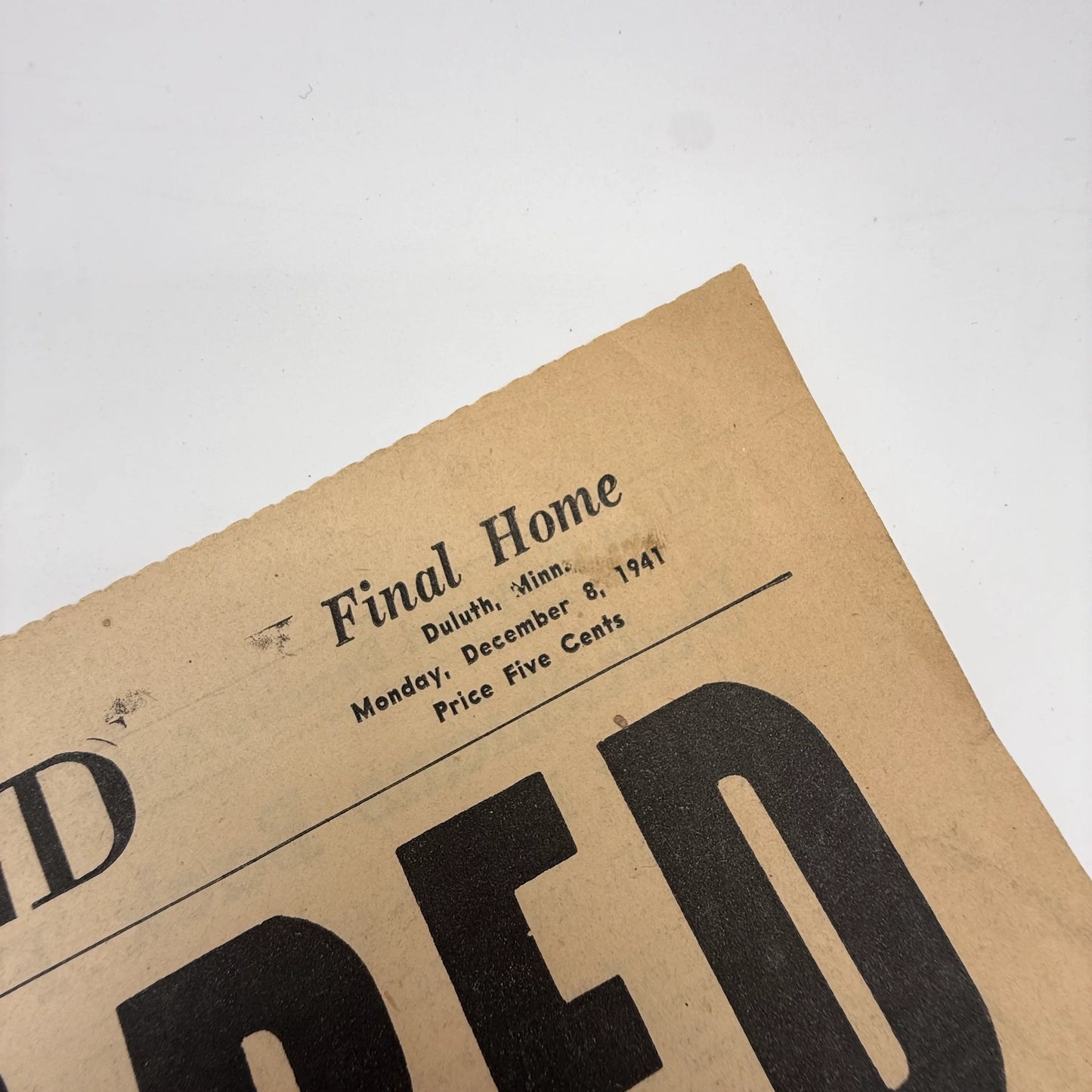 Front pages on the War with Japan: Declared, Bombed, Plea, Peace