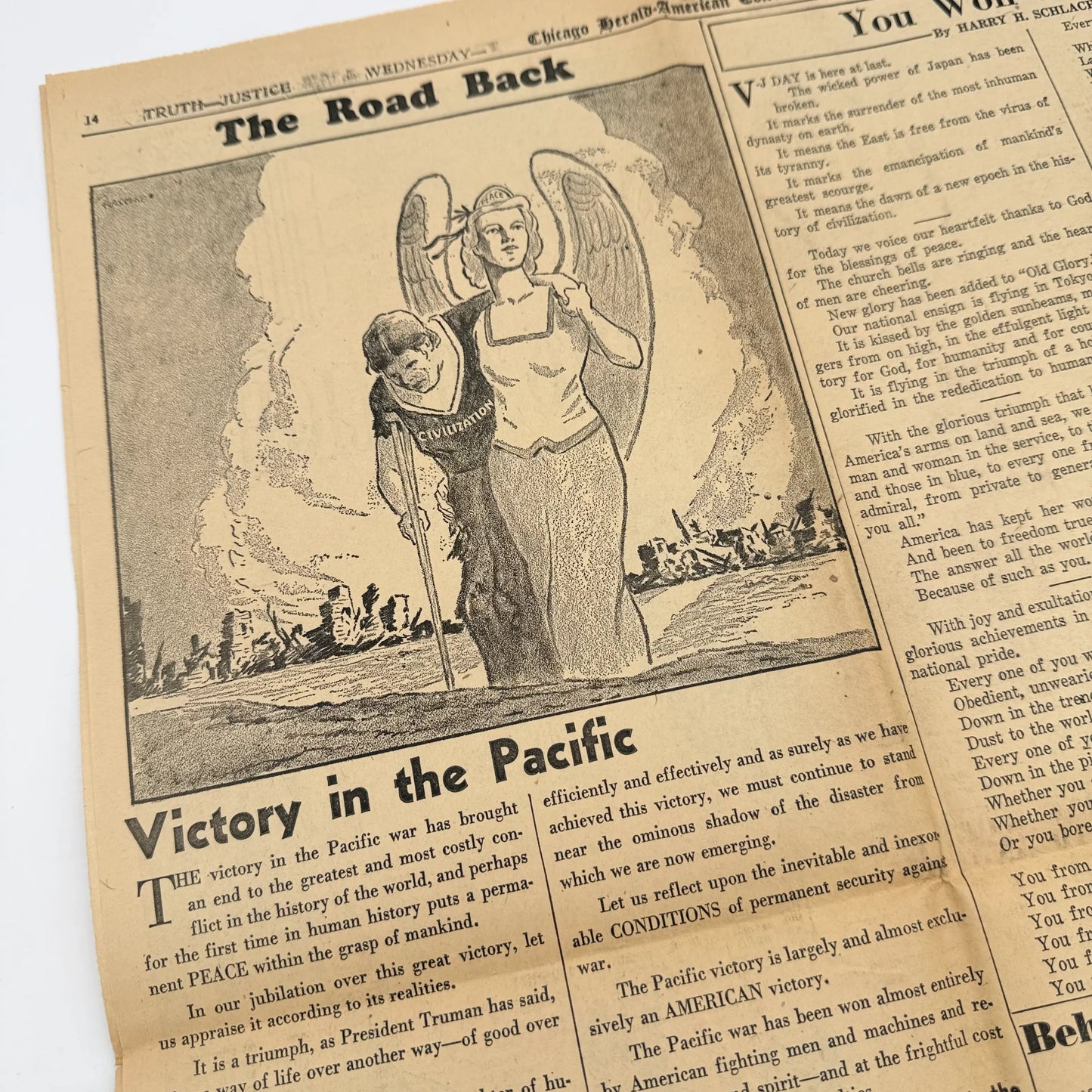 Front pages on the War with Japan: Declared, Bombed, Plea, Peace