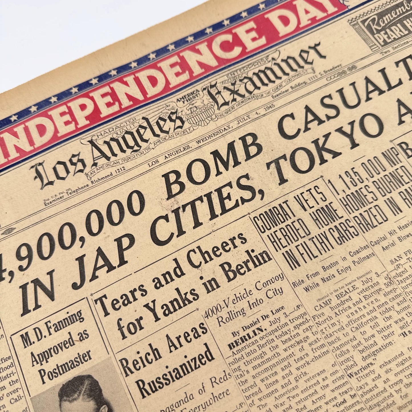 Front pages on the War with Japan: Declared, Bombed, Plea, Peace
