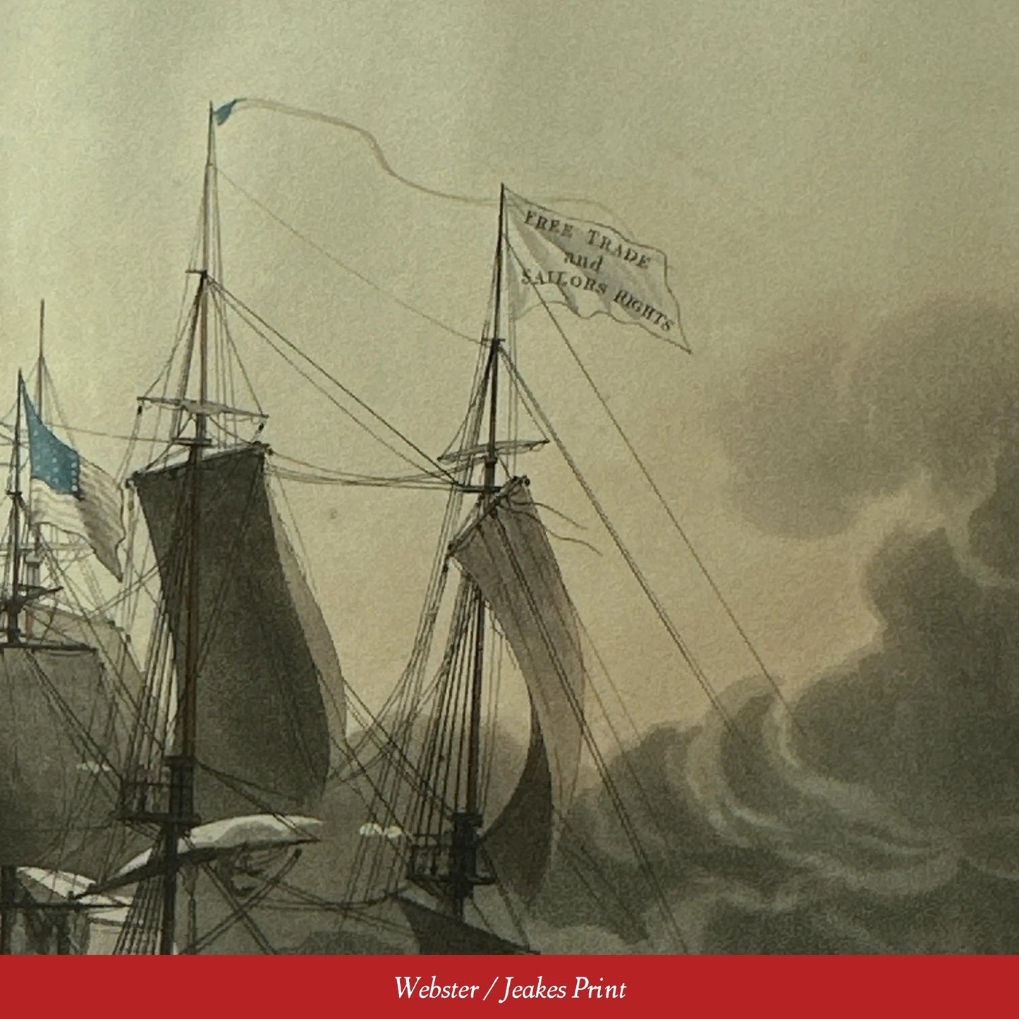 Battle of Boston Harbor with the Frigates Chesapeake and Shannon — 1813 — Two historic framed prints