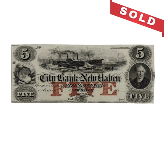 City Bank of New Haven $5, with Joseph Warren