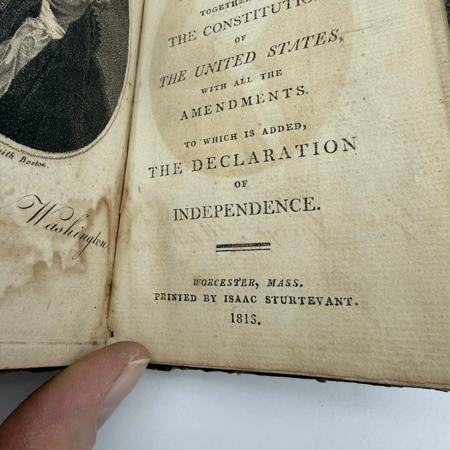 "Washington's Farewell Address To The People of the United States" — Includes Constitution, Declaration