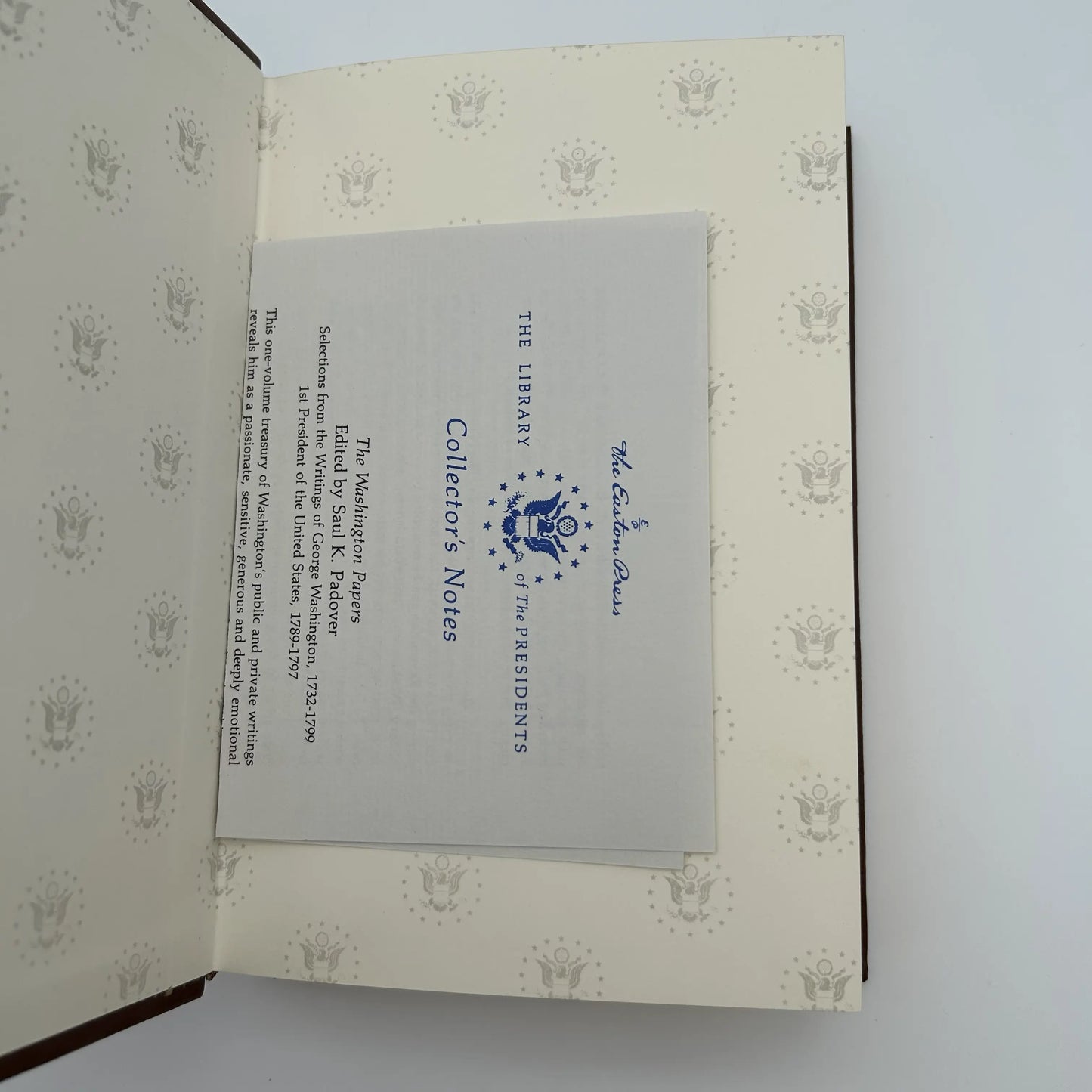 "The Washington Papers" Edited by Saul K. Padover - Leather-bound, gilt-edged Easton Press edition