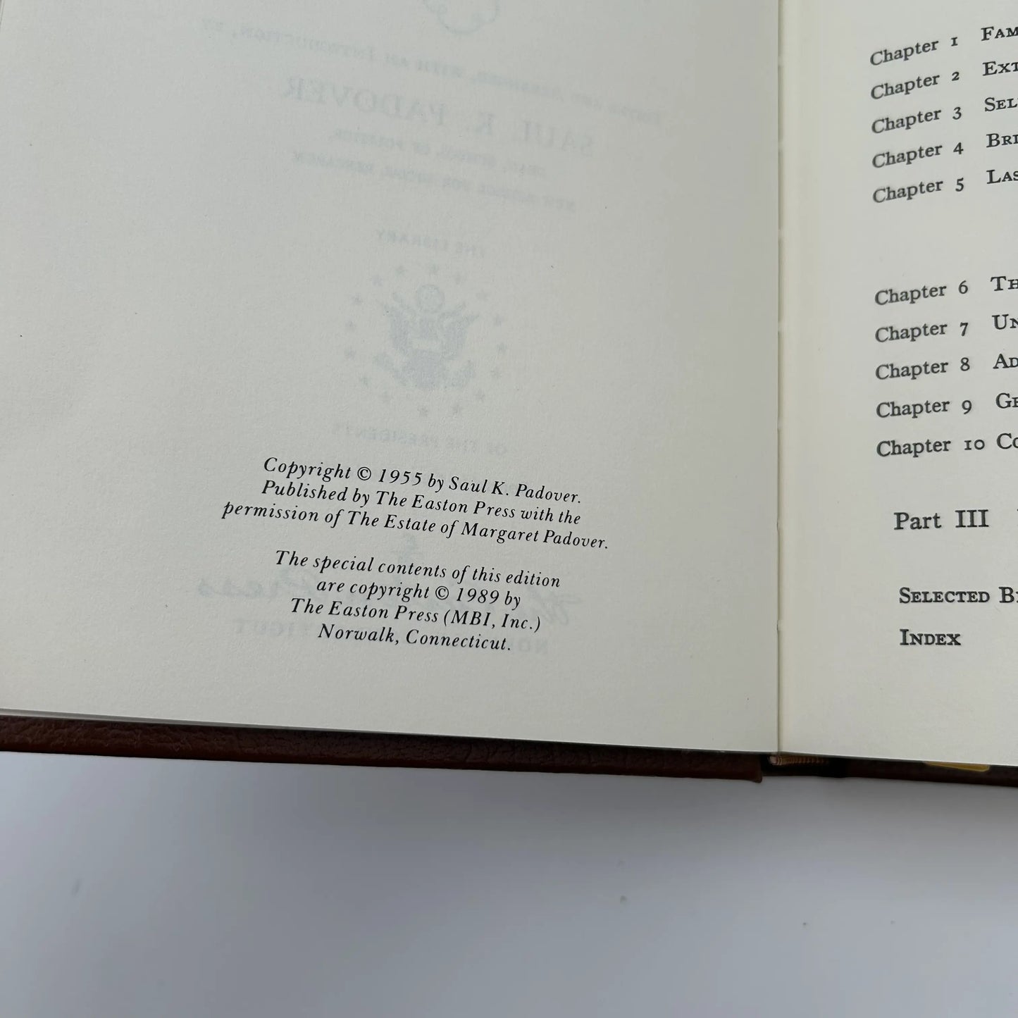"The Washington Papers" Edited by Saul K. Padover - Leather-bound, gilt-edged Easton Press edition