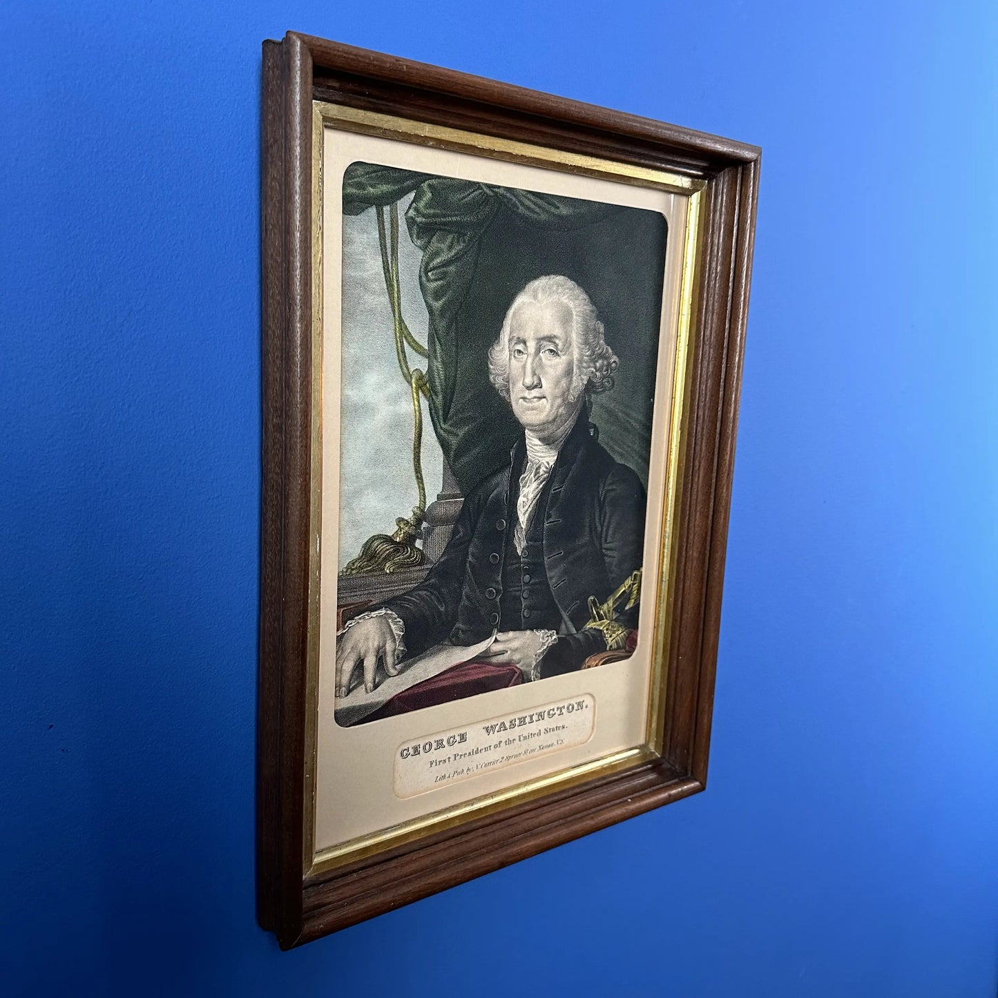 Angled view of the Framed 'George Washington - First President of the United States' by Nathaniel Currier— from The History List Store.