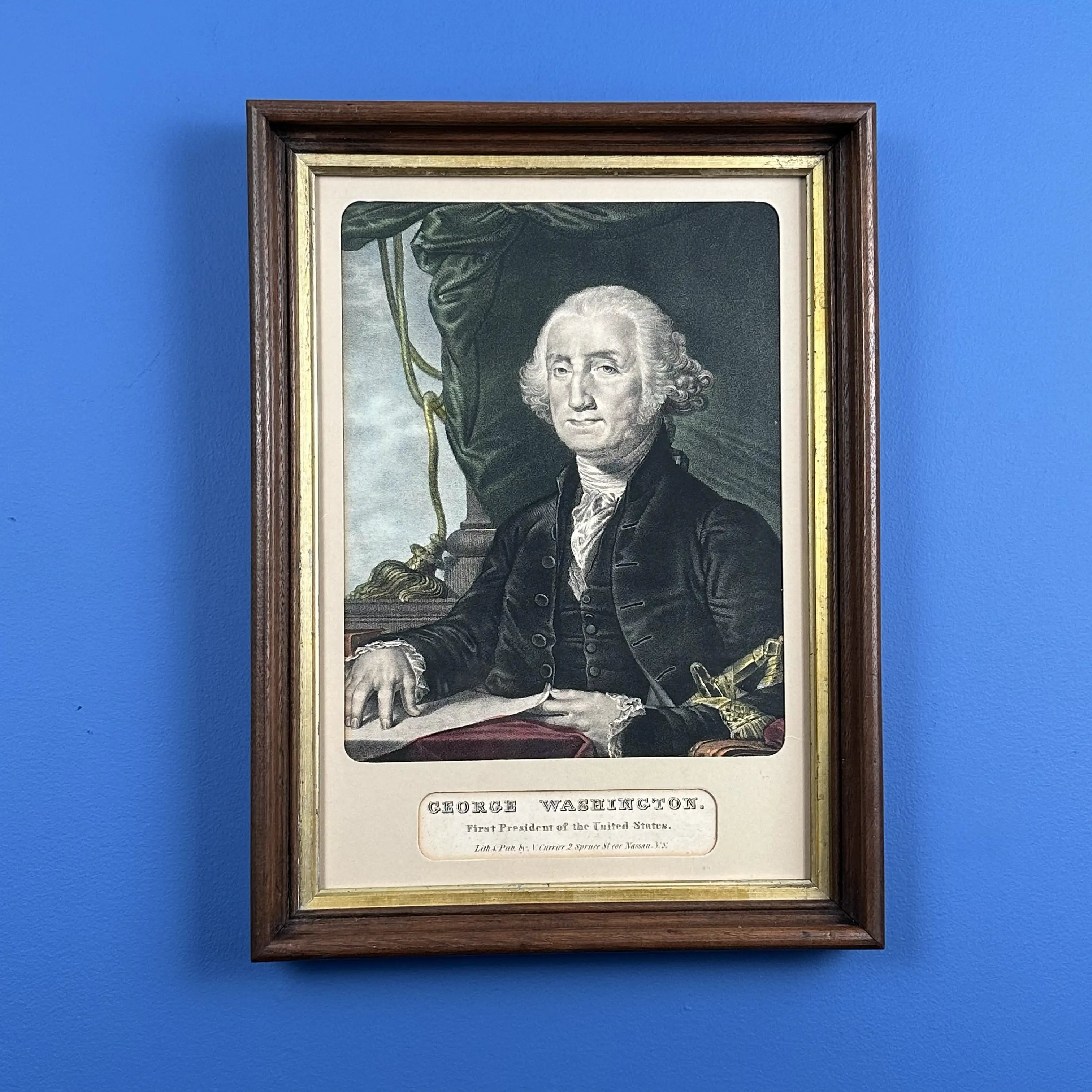 Framed "George Washington - First President of the United States" by Nathaniel Currier from The History List Store.