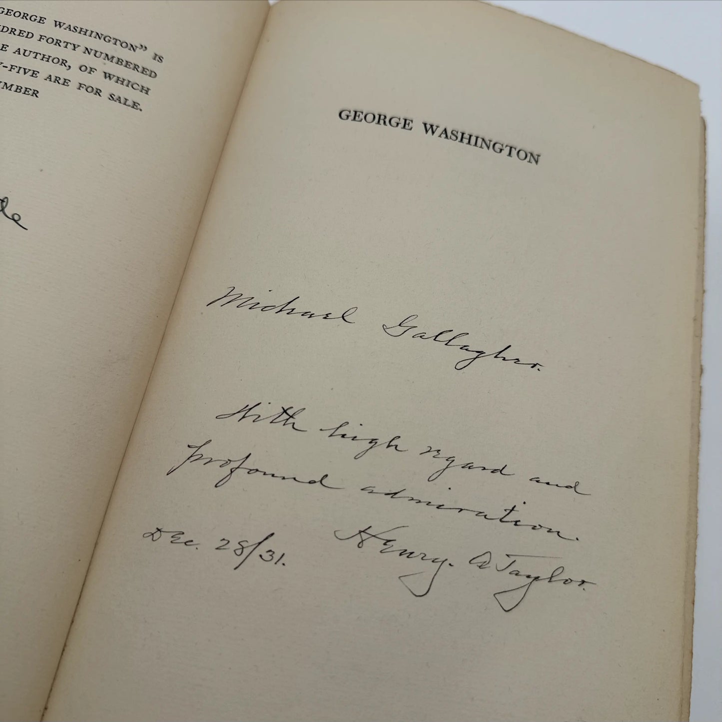 "George Washington" — 1929 — Number 47 of 140 — Signed by the author, Shelby Little