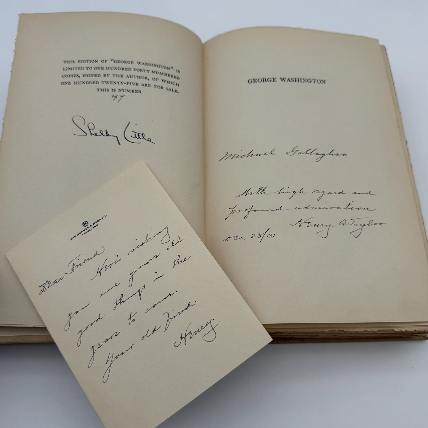 "George Washington" — 1929 — Number 47 of 140 — Signed by the author, Shelby Little