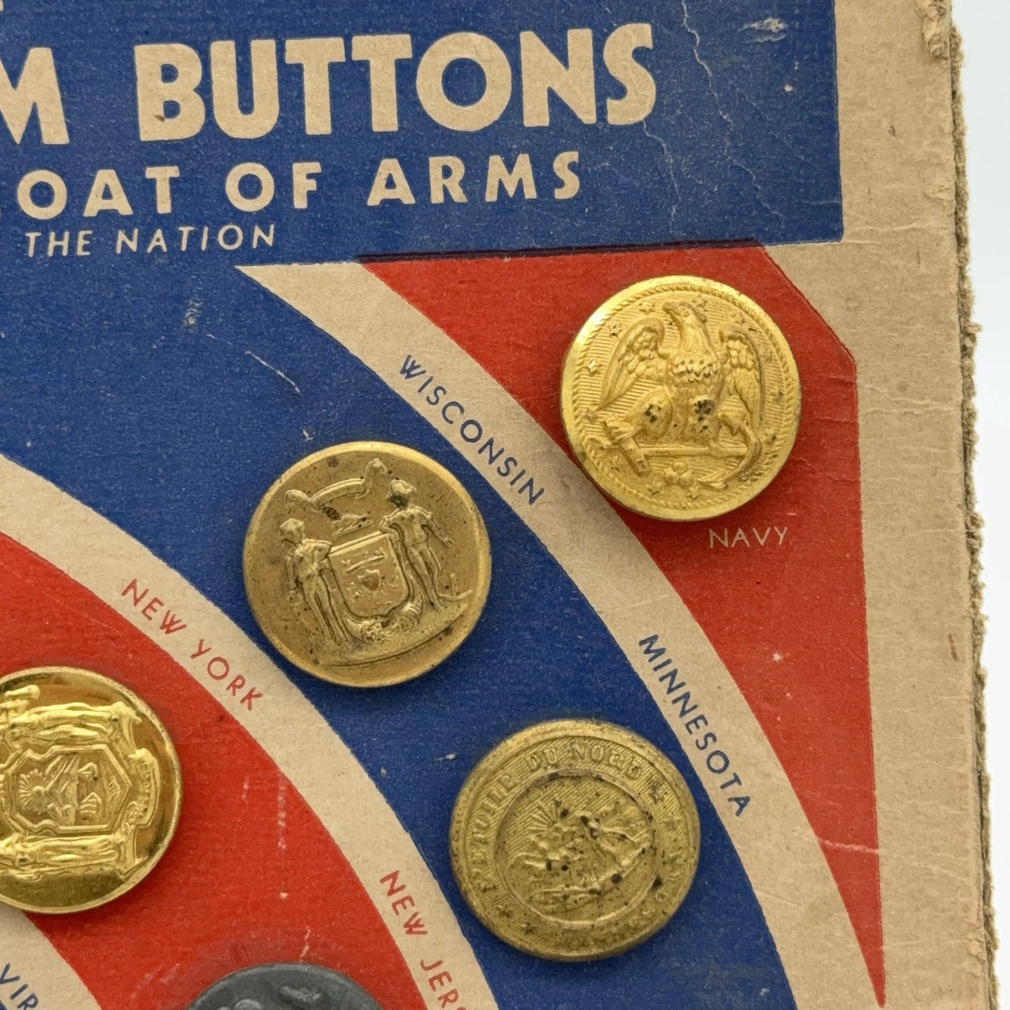 Authentic Collectors Set of Official State Seal Uniform Buttons — By Waterbury Button Co.