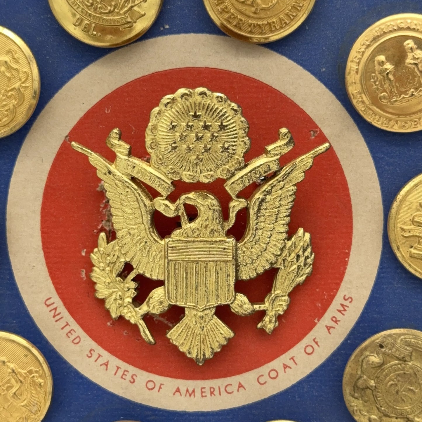 Authentic Collectors Set of Official State Seal Uniform Buttons — By Waterbury Button Co.