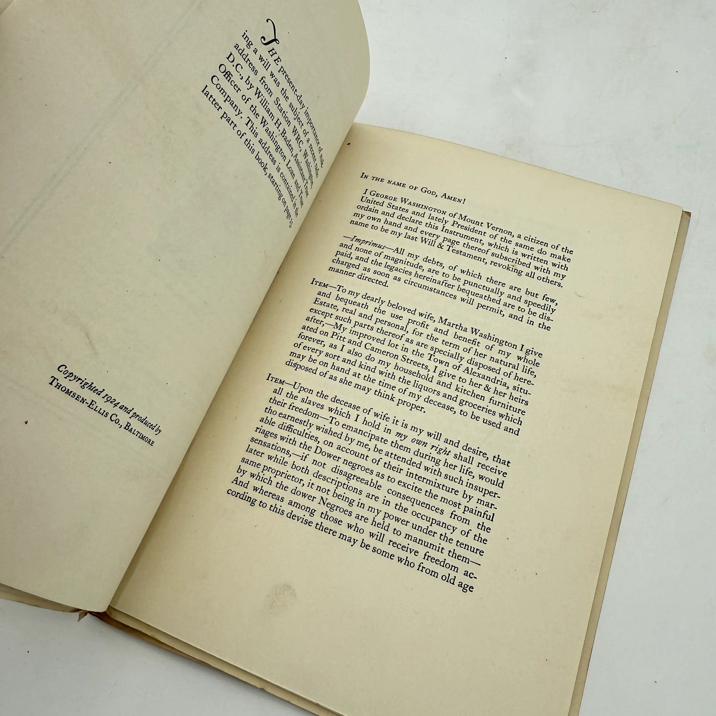 The Will of Washington and Fac-Simile of Washington's Accounts during the Revolutionary War