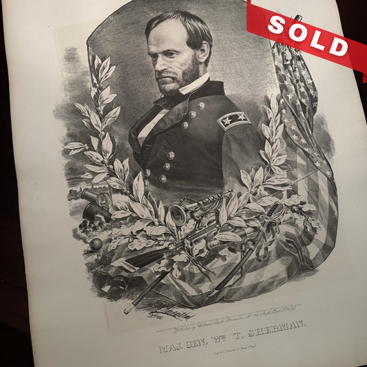 Engraving of William Tecumseh Sherman - 24" x 30" - 1865