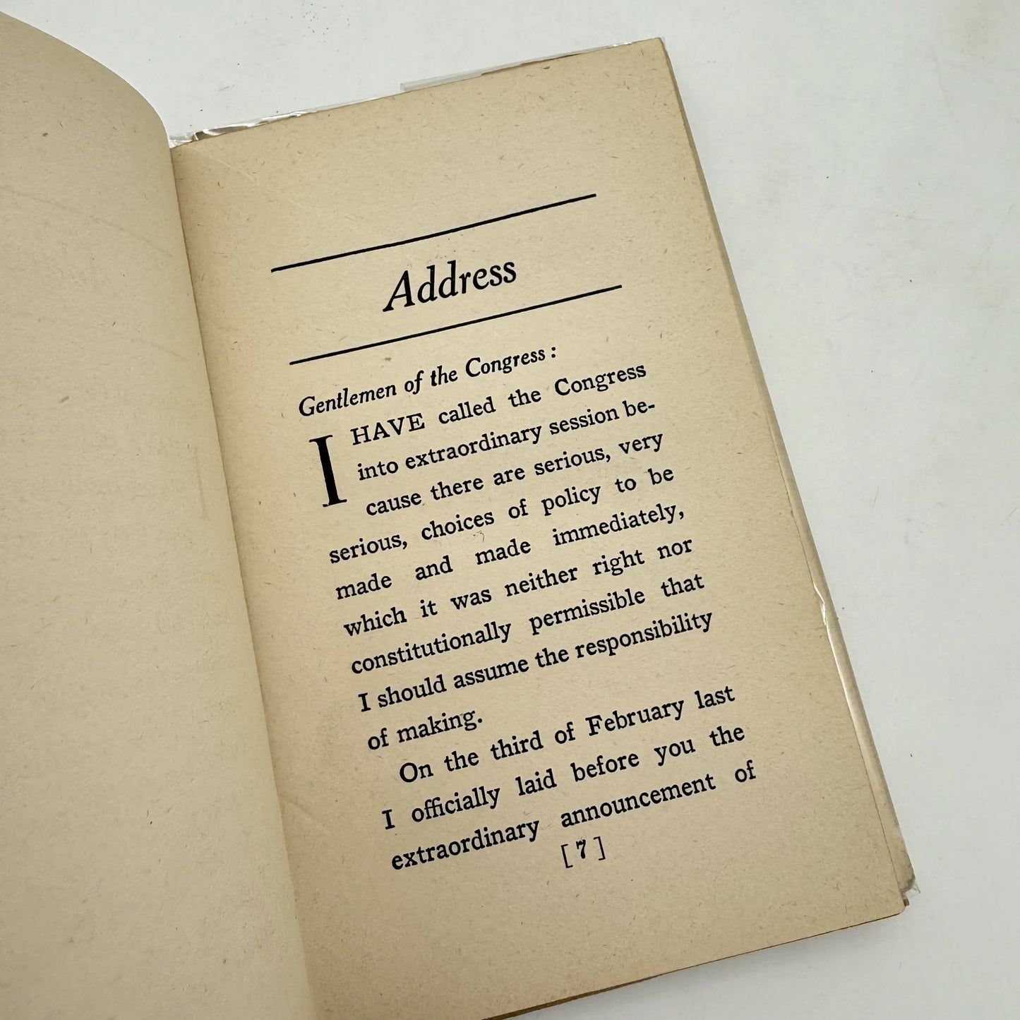 Woodrow Wilson's War Message to Congress on April 2, 1917