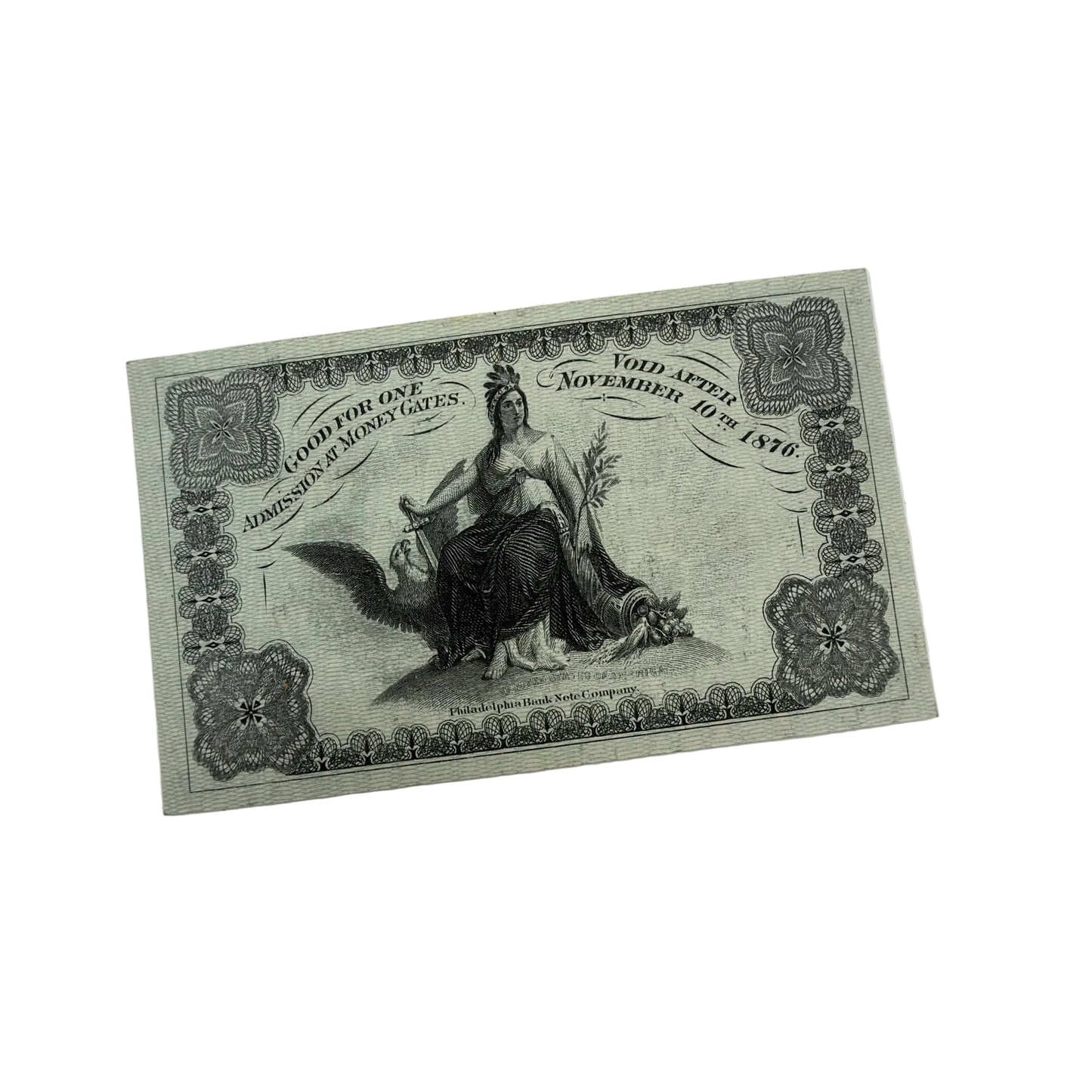 1876 Philadelphia World's Fair Centennial Exposition Admission Ticket