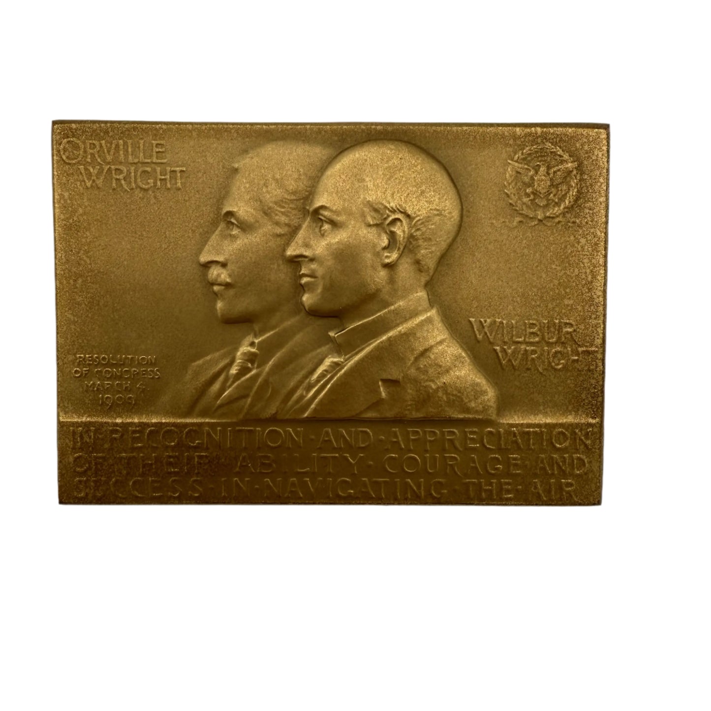 "The Wright Brothers" medal awarded by Congress in 1909 — Bronze