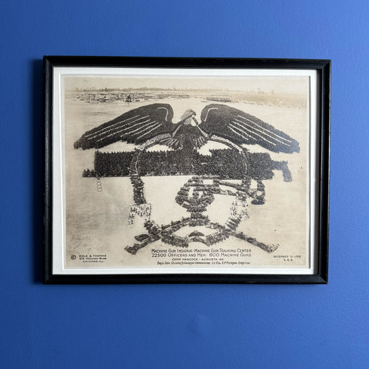 WWI "Machine Gun Insignia" original photograph with 22,500 officers and men alongside 600 machine guns — 1918 from The History List Store.