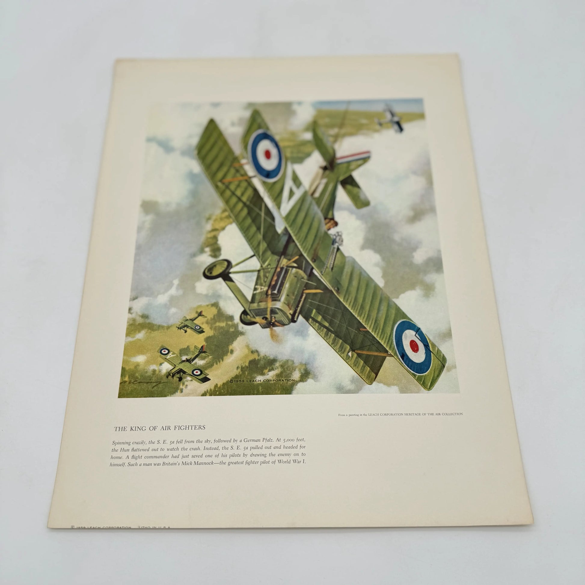 "The King of Air Fighters" print, one of the WWI Aerial Combat Prints by Mervin Allen Corning for the Leach Corporation.