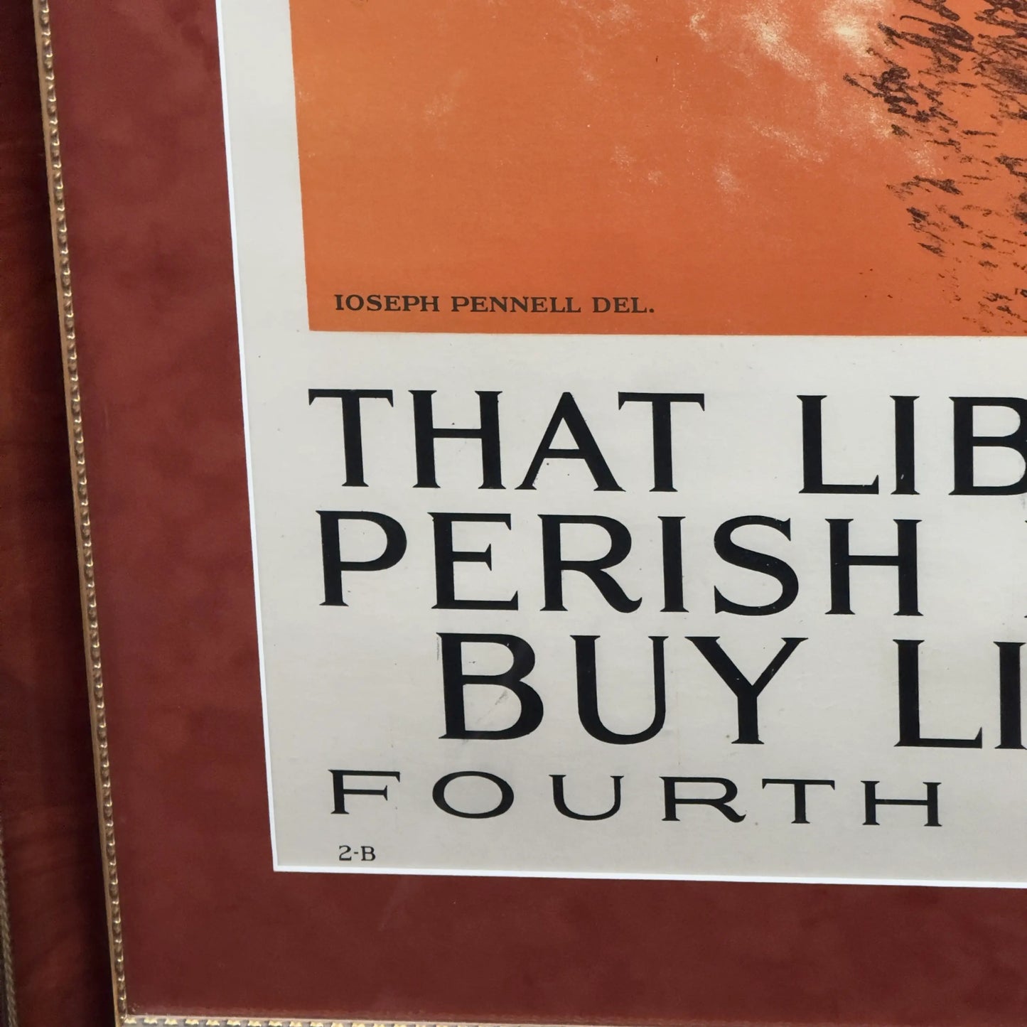 Original WWI poster — "That Liberty Shall Not Perish from The Earth" Fourth Liberty Bond Drive poster — Framed