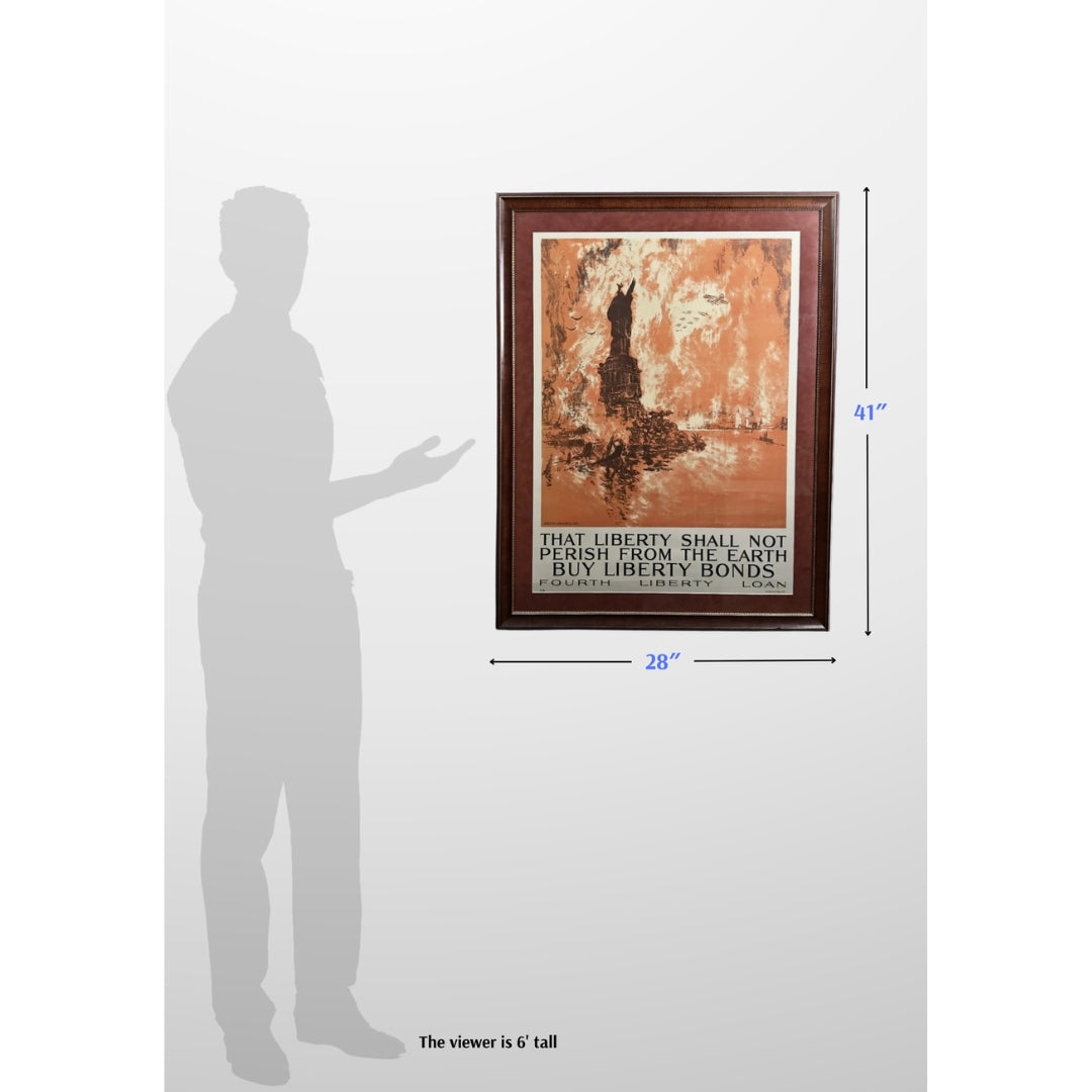 Original WWI poster — "That Liberty Shall Not Perish from The Earth" Fourth Liberty Bond Drive poster — Framed