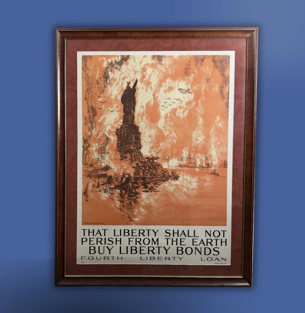 Original WWI poster — "That Liberty Shall Not Perish from The Earth" Fourth Liberty Bond Drive poster — Framed