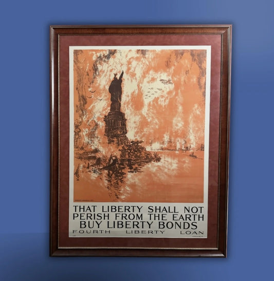 Original WWI poster — "That Liberty Shall Not Perish from The Earth" Fourth Liberty Bond Drive poster — Framed