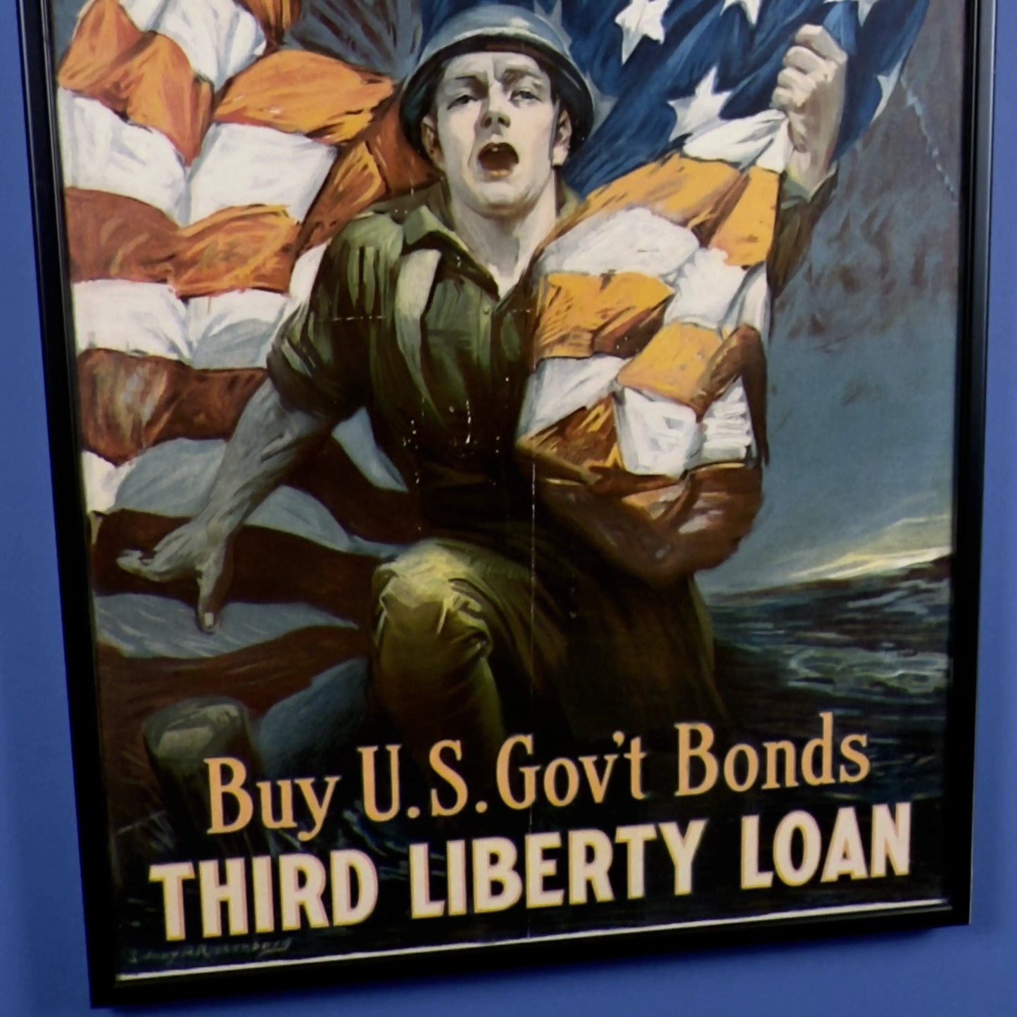 Original 1918 WWI Poster — "Over the Top For You" — Framed