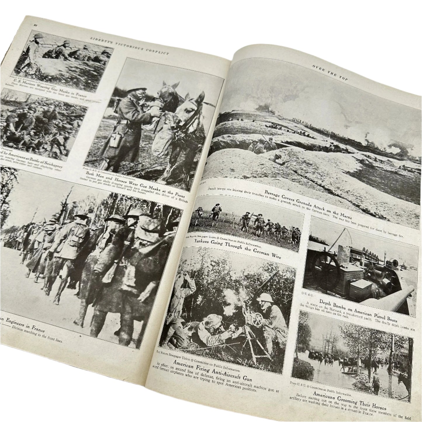 Six publications covering The Great War (WWI), including "Liberty’s Victorious Conflict" and "The New York Times Mid-Week Pictorial: War Extra"