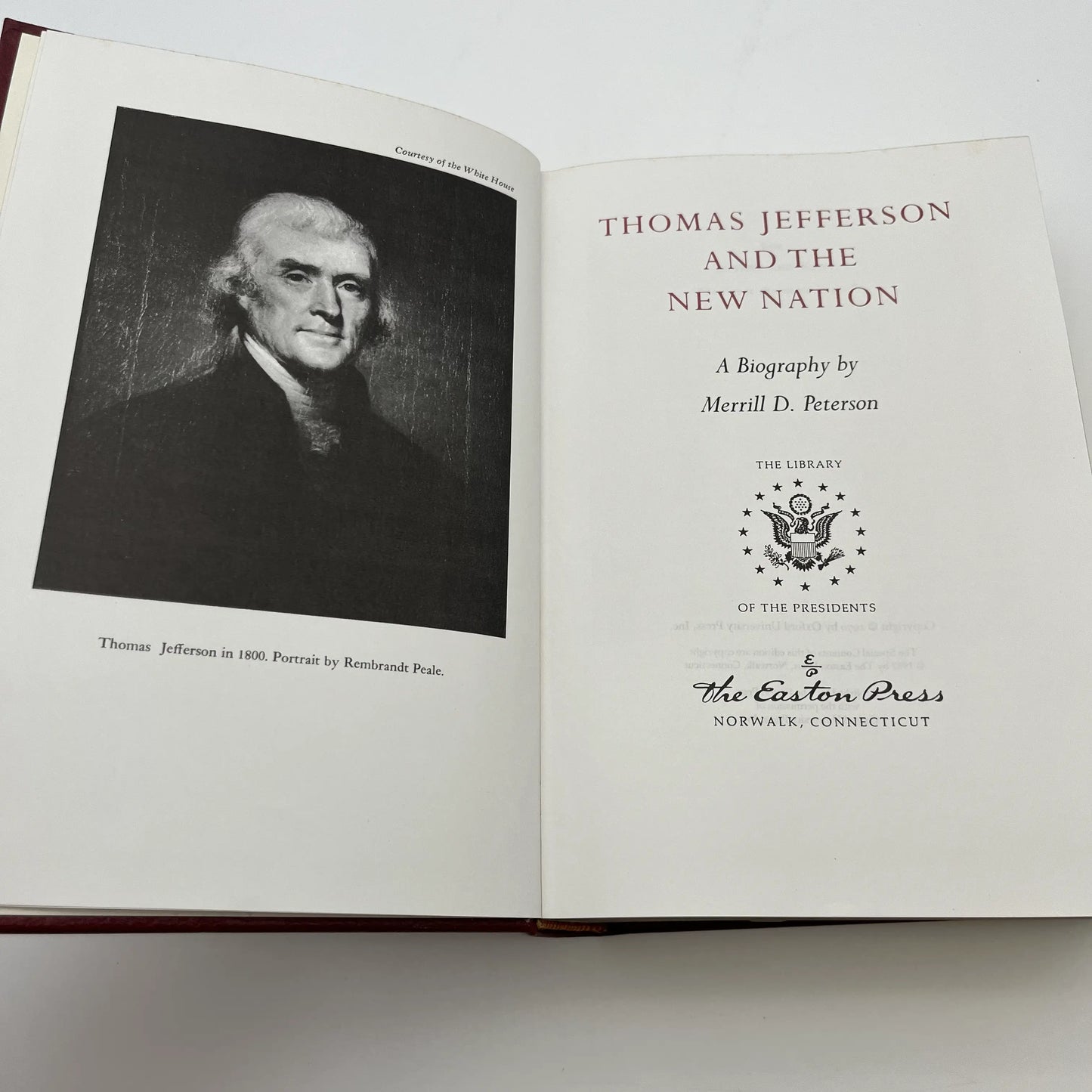 "Thomas Jefferson and the New Nation: A Biography" by Merrill D. Peterson — Leather-bound, gilt-edged Easton Press edition