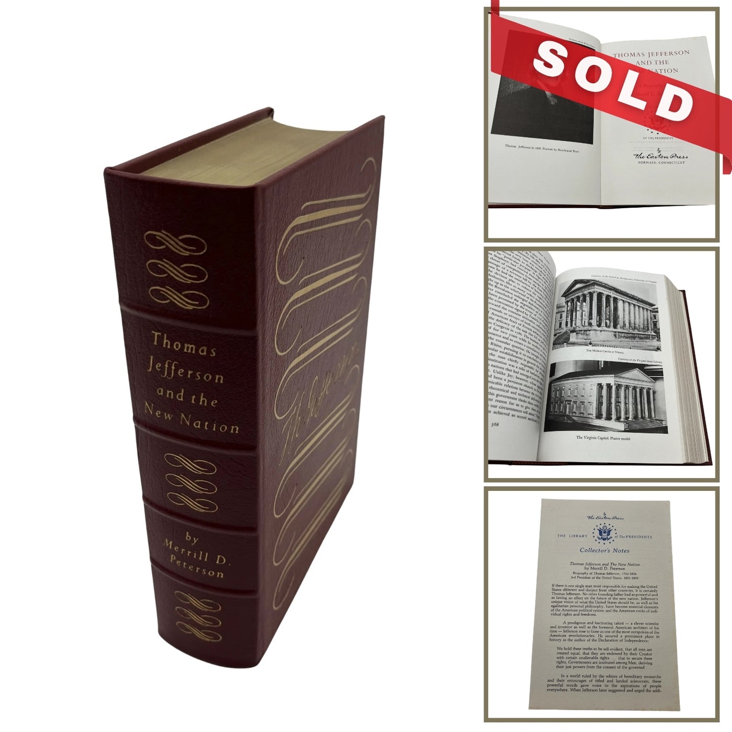 "Thomas Jefferson and the New Nation: A Biography" by Merrill D. Peterson — Leather-bound, gilt-edged Easton Press edition