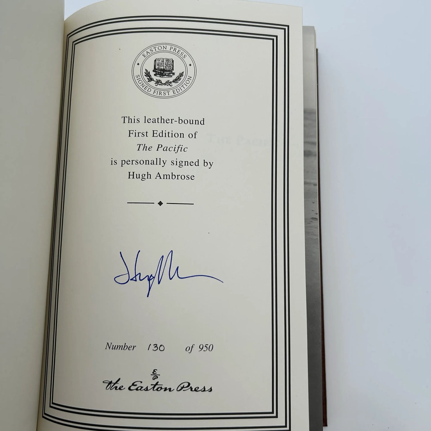 "The Pacific" Signed by Hugh Ambrose - Leather-bound, gilt-edged Easton Press edition