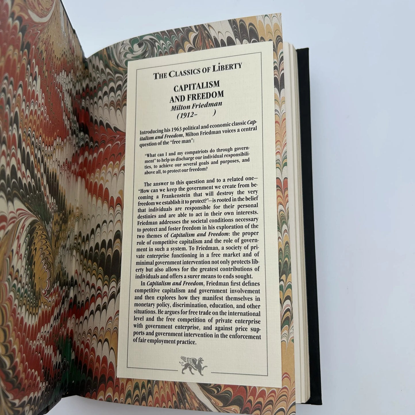 "Capitalism and Freedom" by Milton Friedman — The Classics of Liberty Library Special Edition