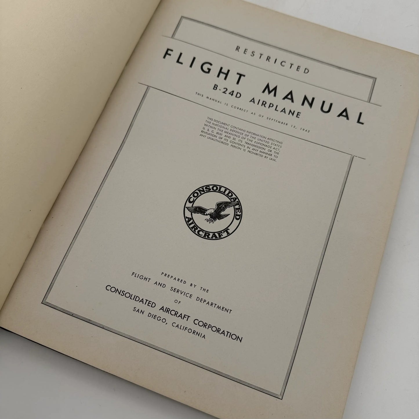 Flight Manual B-240 Airplane — Marked Restricted