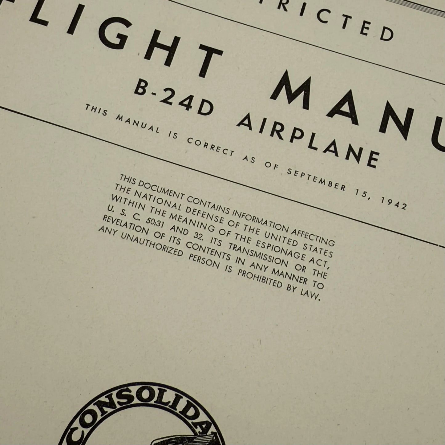 Flight Manual B-240 Airplane — Marked Restricted