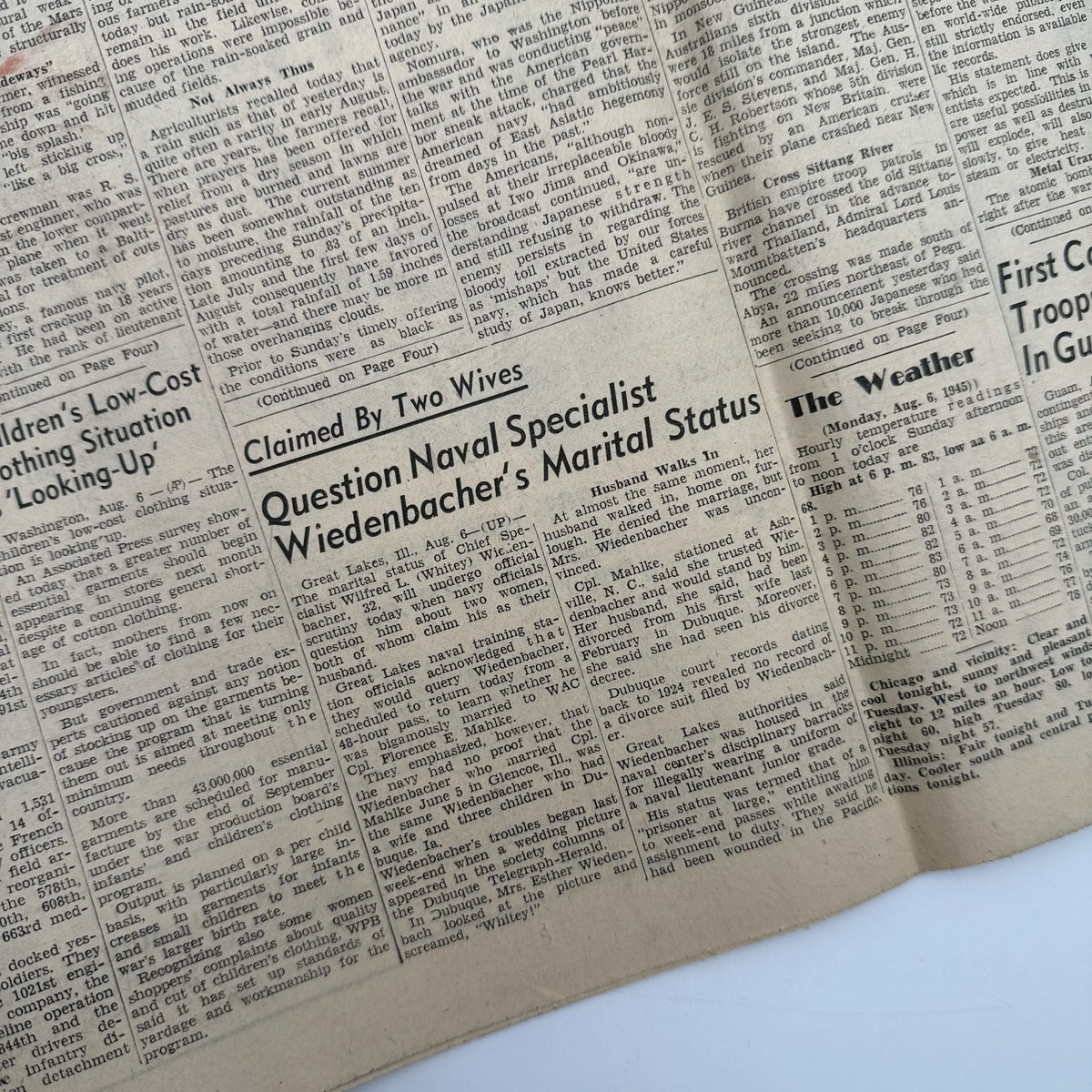 World War II Newspapers with major events of the war — Outbreak, Pearl Harbor, FDR Dies, V-E Day, atomic bomb dropped, more