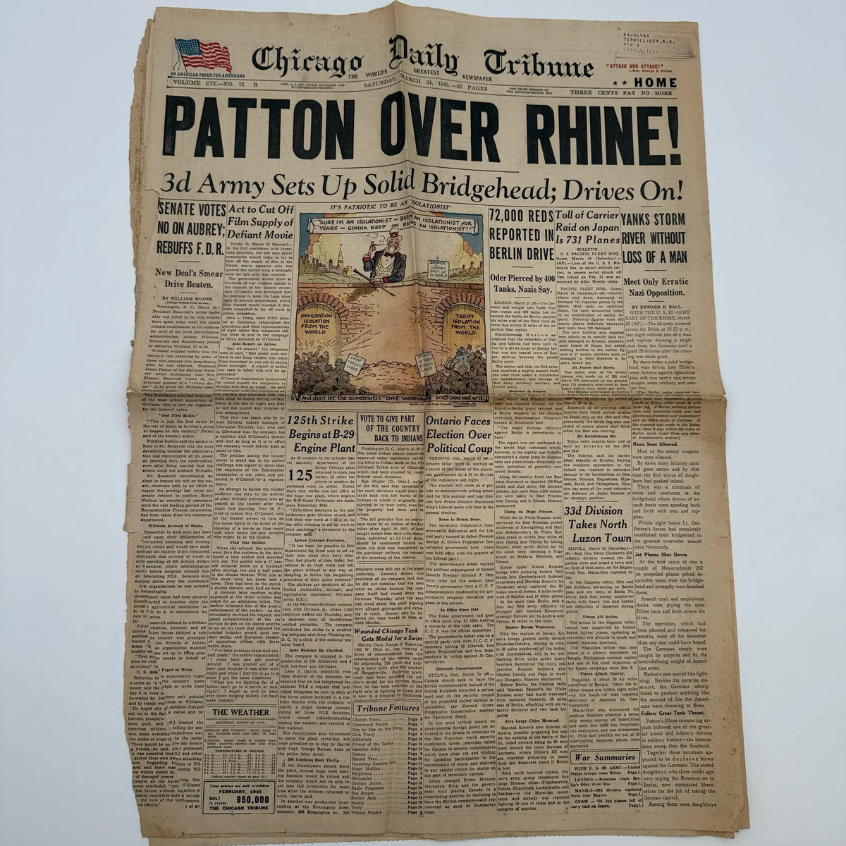 World War II Newspapers with major events of the war — Outbreak, Pearl Harbor, FDR Dies, V-E Day, atomic bomb dropped, more