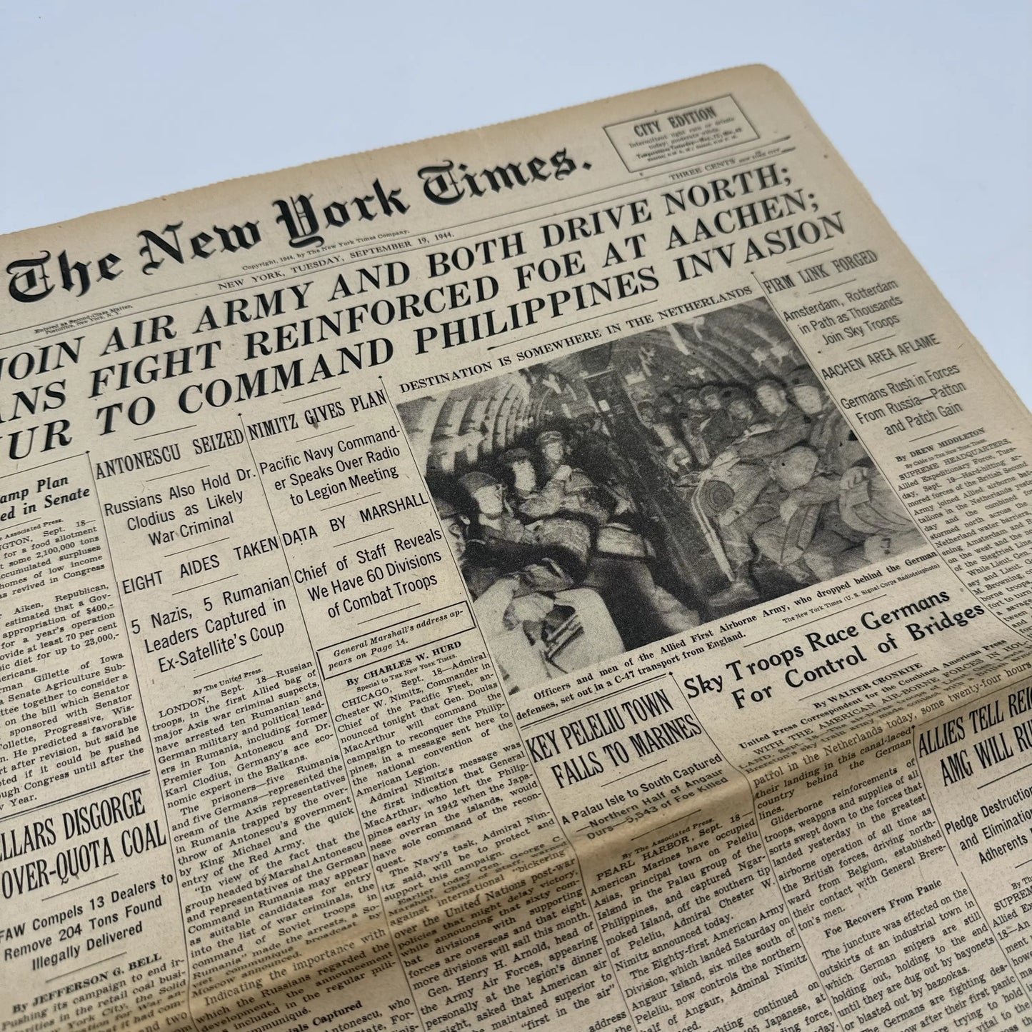 The New York Times coverage of WWII — September 1944 — Offered individually